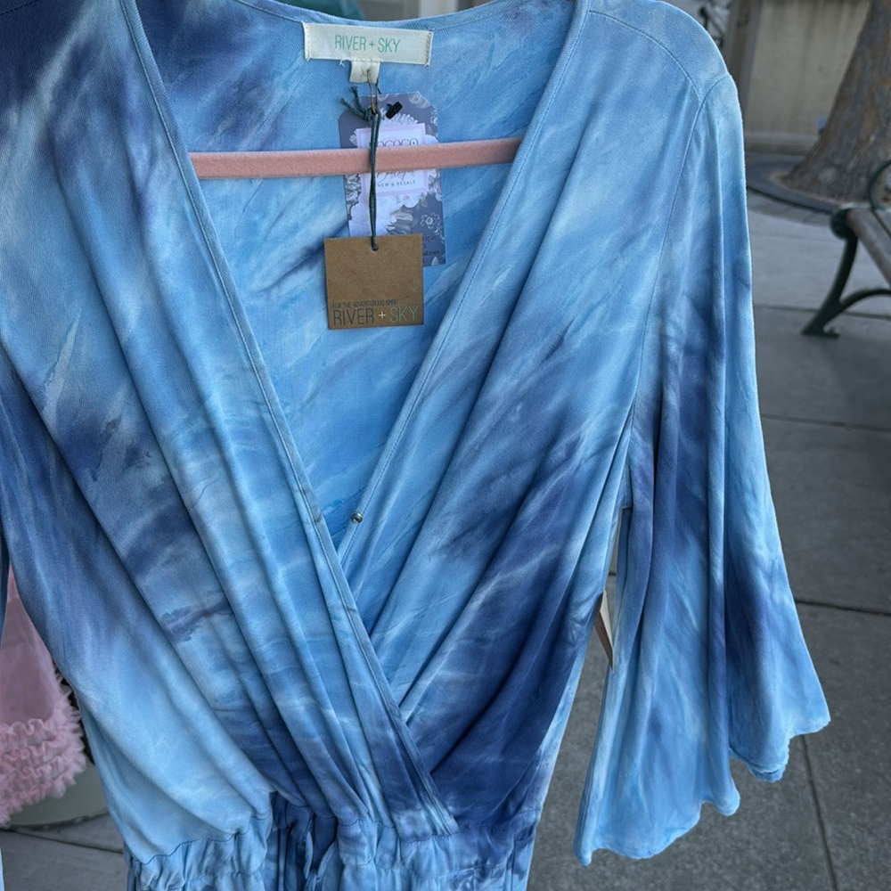 NWT River + Sky Romper Be Free XS S pockets Tie dye made in USA resort-was $148